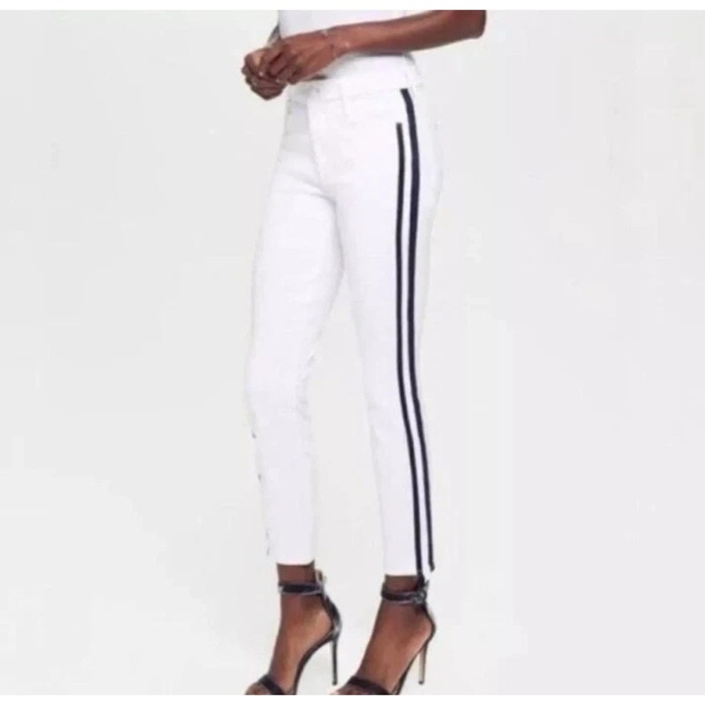 Mother Denim Jeans Size 29 Looker Ankle White Side Stripe Cropped Stretch Racer